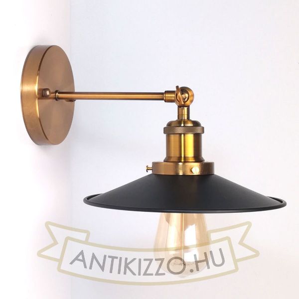 antik-sargarez-fali-lampa-fekete-lapos-buraval