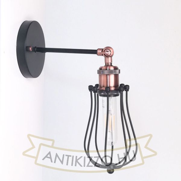 antik-fali-lampa-matt-fekete-antik-vorosrez-szin-csepp-alaku-raccsal