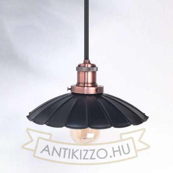 antik-fuggesztek-lampa-matt-fekete-antik-vorosrez-szin-hullamos-buraval