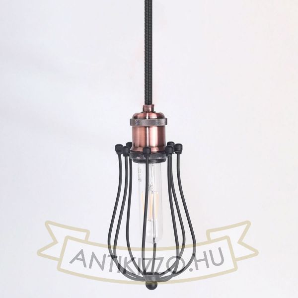 antik-fuggesztek-lampa-matt-fekete-antik-vorosrez-szin-csepp-alaku-raccsal