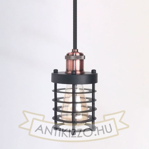 antik-fuggesztek-lampa-matt-fekete-antik-vorosrez-szin-henger-alaku-raccsal