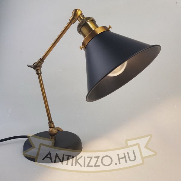 antik-asztali-lampa-sargarez-szin-fekete-buraval