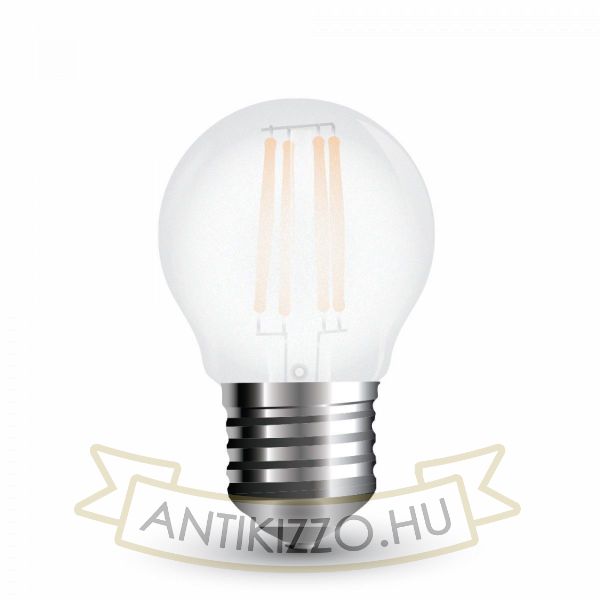 LED Filament matt dekor izzó - G45 - 4W - E27 - meleg fehér