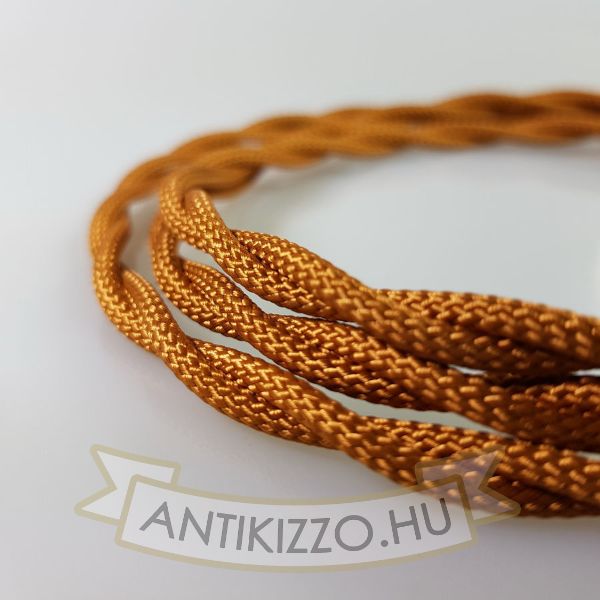 Fonott Textilkábel, szövetkábel, antik vezeték, whiskey - 2x0,75		