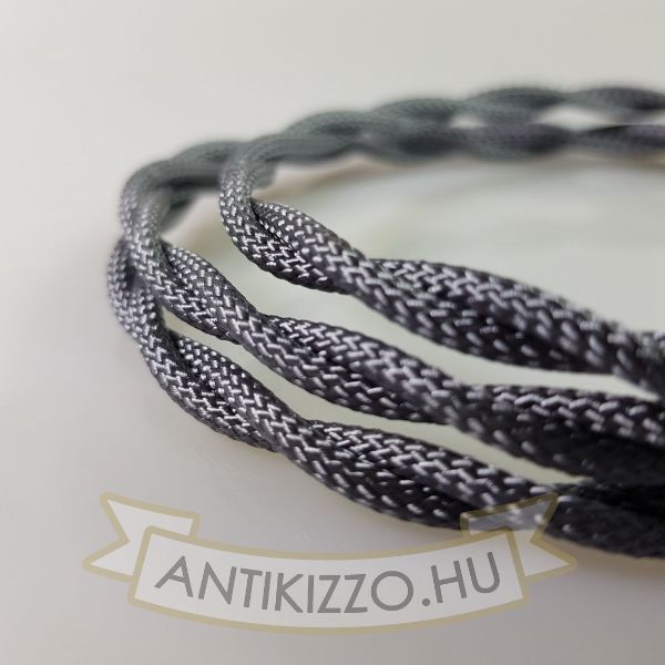 Fonott Textilkábel, szövetkábel, antik vezeték, grafit - 2x0,75