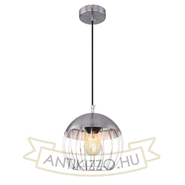 MURRO-200 Függeszték matt króm-króm, fekete textil kábellel