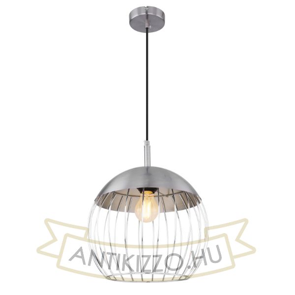 MURRO-300 Függeszték matt króm-króm, fekete textil kábellel