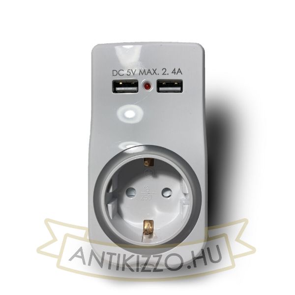 Technik Professional Elosztó Fali 1 utas Éjszakai Fénnyel + 2db USB