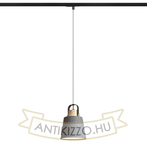 CHOUPETTE egy áramkörös sínre feketésszürke textil/fa 230V E27 15W