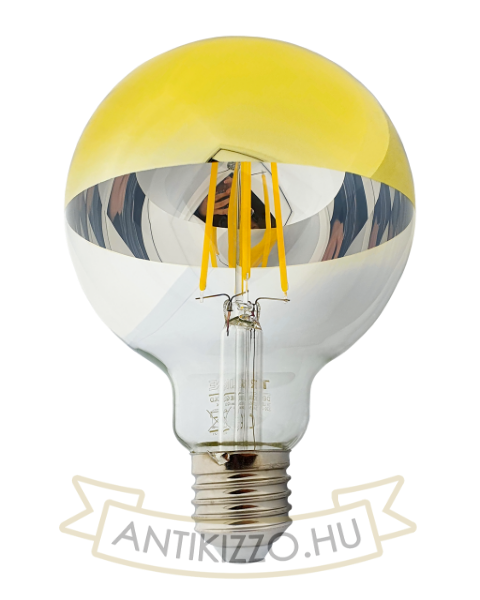 LED filament dekor izzó - tükrös arany - G95 - 8W - 4200K
