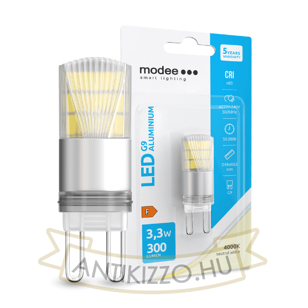 LED Izzó G9 Aluminium 3,3W 4000K (300 lumen)