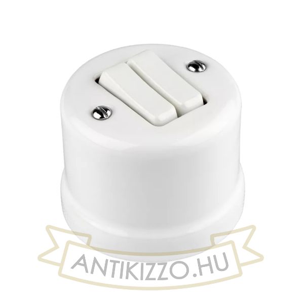 Porceláncsillárkapcsoló, falonkívüli, fehér, alternatív, 106+6