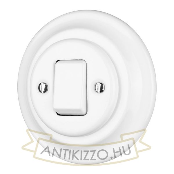 Porcelán kereszt kapcsoló, billenő, fehér, 107