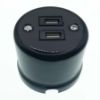 Porcelán USB csatlakozó falonkívüli, fekete