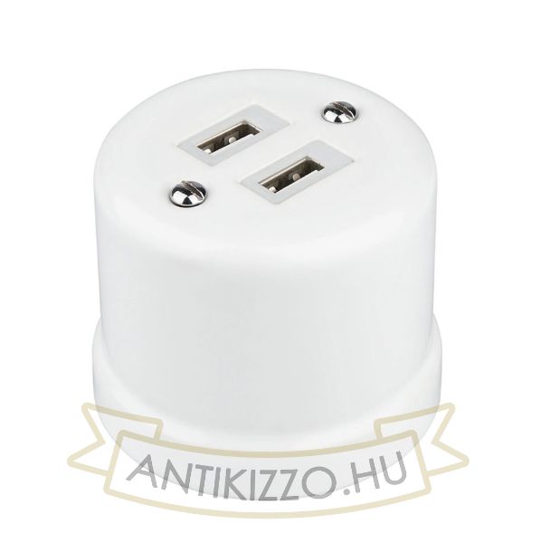 Porcelán USB csatlakozó falonkívüli, fehér