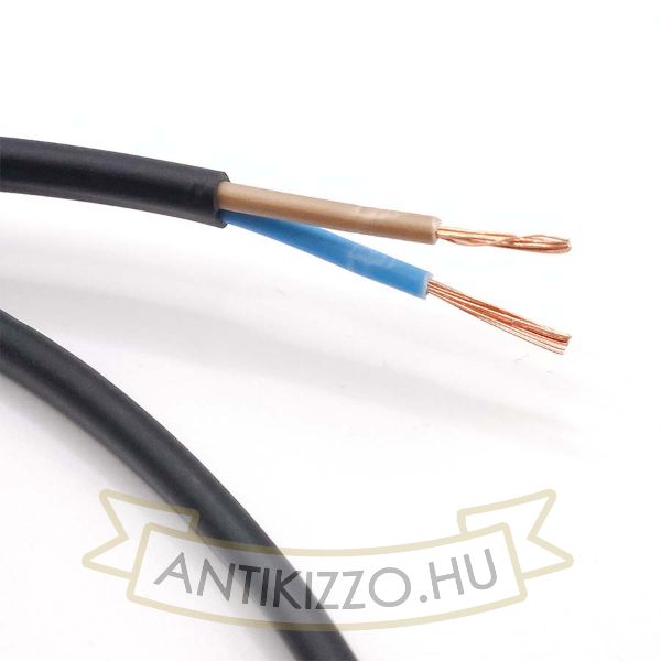 MT KÁBEL 2X0,75MM2 FEKETE PVC KÖPENYES RÉZ ERŰ SODROTT H03VVH2-F (MTL)
