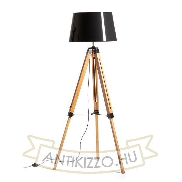 ALVIS/RIDICK állólámpa csillogó fekete arany fólia/bambusz/fekete 230V LED E27 15W